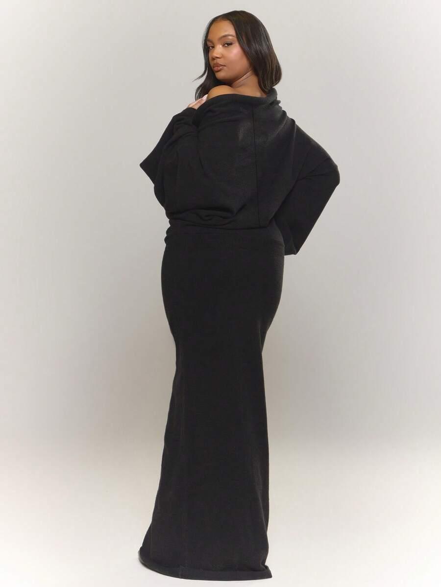 SHEIN CZARNA MAXI SUKIENKA DZIANINA S06__XXL