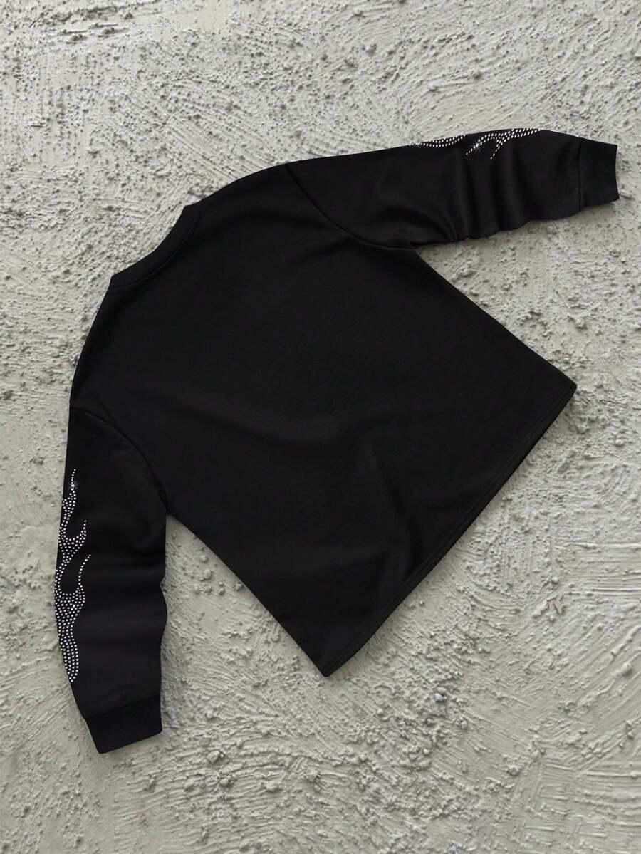 SHEIN CZARNA BLUZKA NADRUK S06__134/140