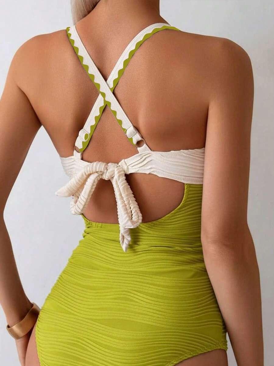 SHEIN JEDNOCZĘŚCIOWY STRÓJ KĄPIELOWY WYCIĘCIE S09__L