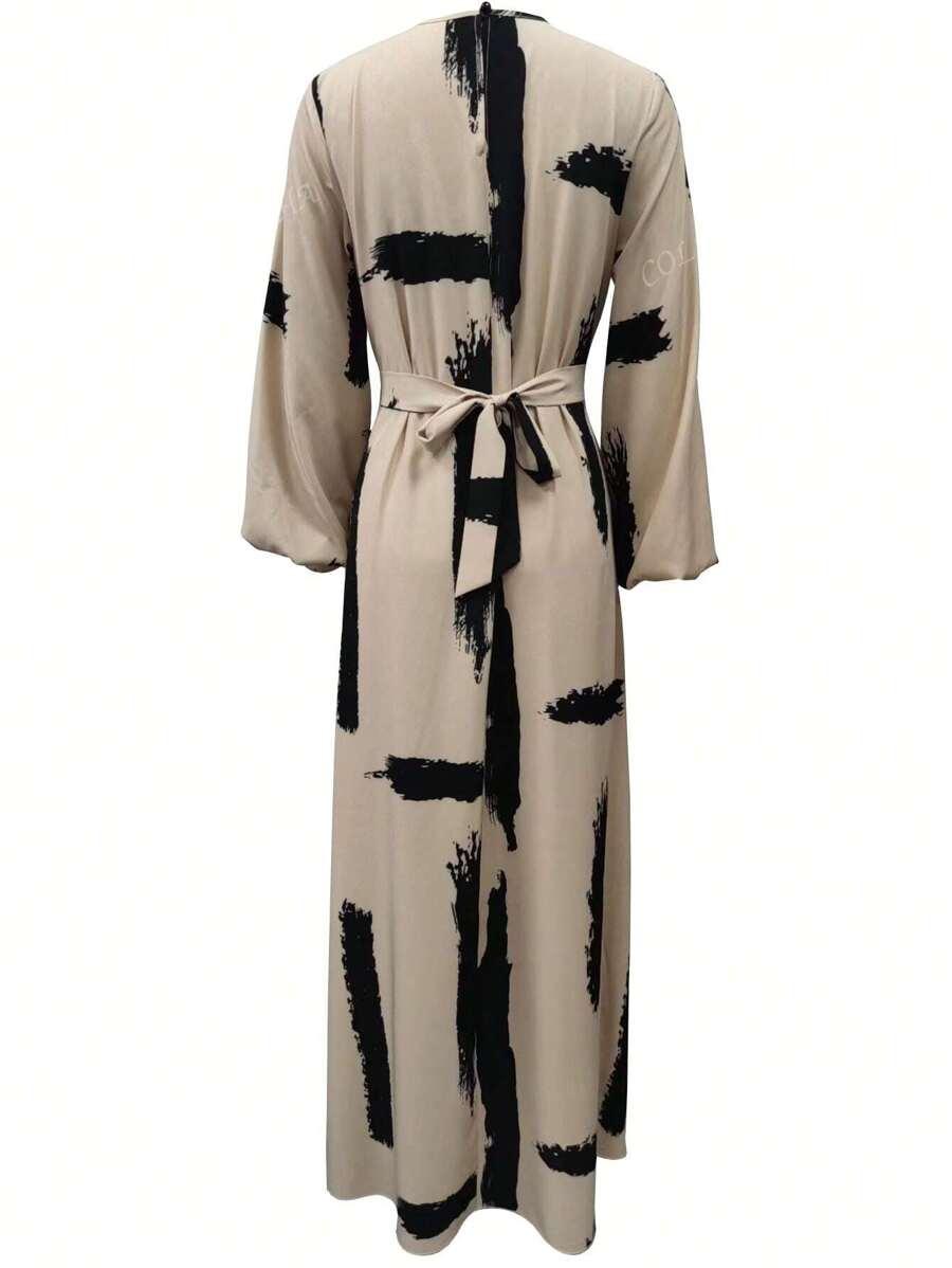 SHEIN BEŻOWA SUKIENKA MAXI WZÓR S06__S