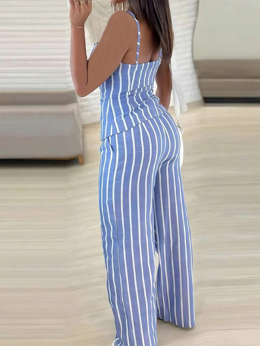 SHEIN NIEBIESKIE SPODNIE W PASKI S06__XXL