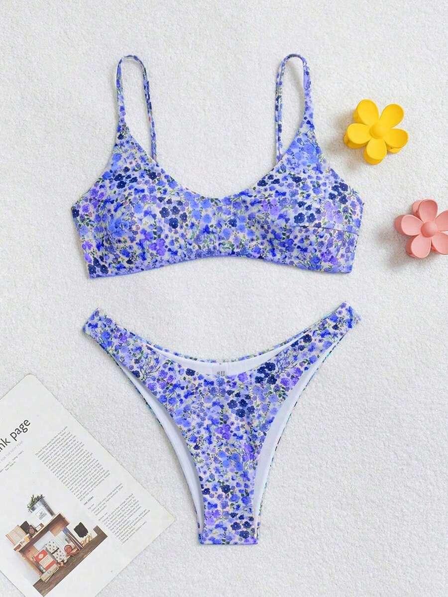 SWIM MOD DWUCZĘŚCIOWY STRÓJ KĄPIELOWY WZÓR KWIATY S09__L