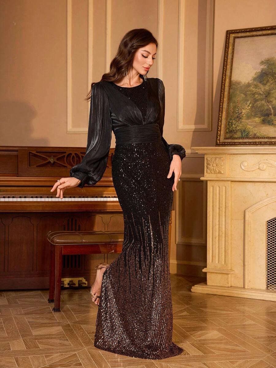 UNITHORSE CZARNA MAXI SUKIENKA ZDOBIENIA S06__M