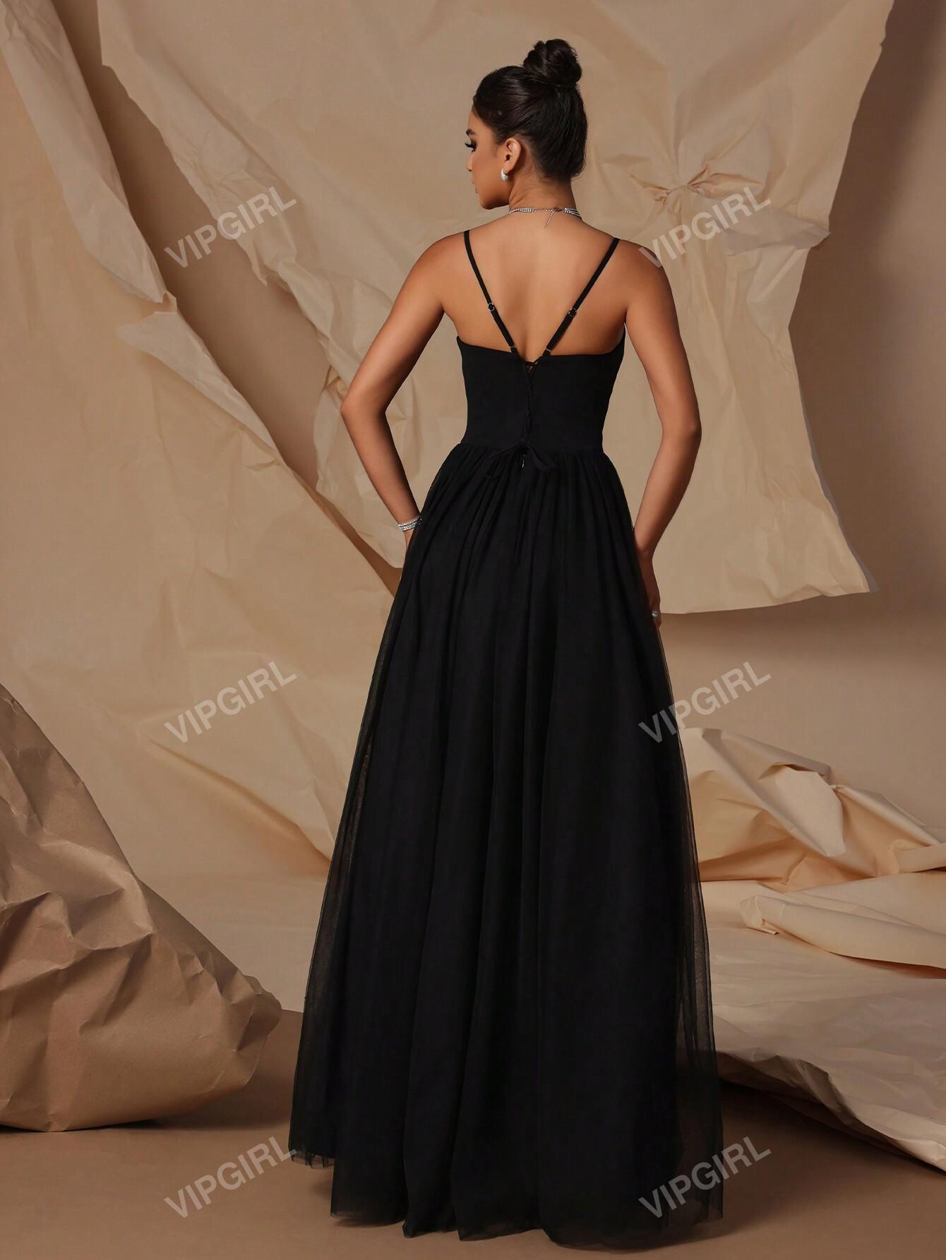 VIPGIRL CZARNA MAXI SUKIENKA TIUL S06__M