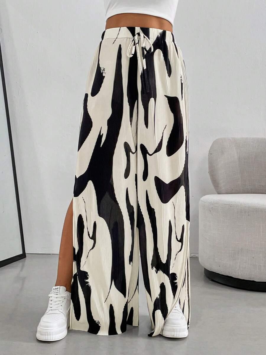 SHEIN PLISOWANE SPODNIE KONTRAST ROZCIĘCIA S06__S
