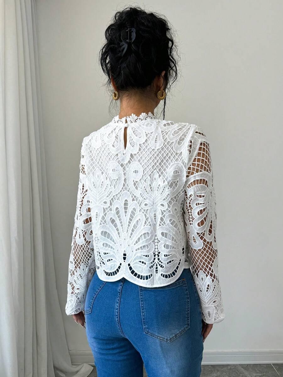 SHEIN BIAŁA BLUZKA DŁUGI RĘKAW S09__L