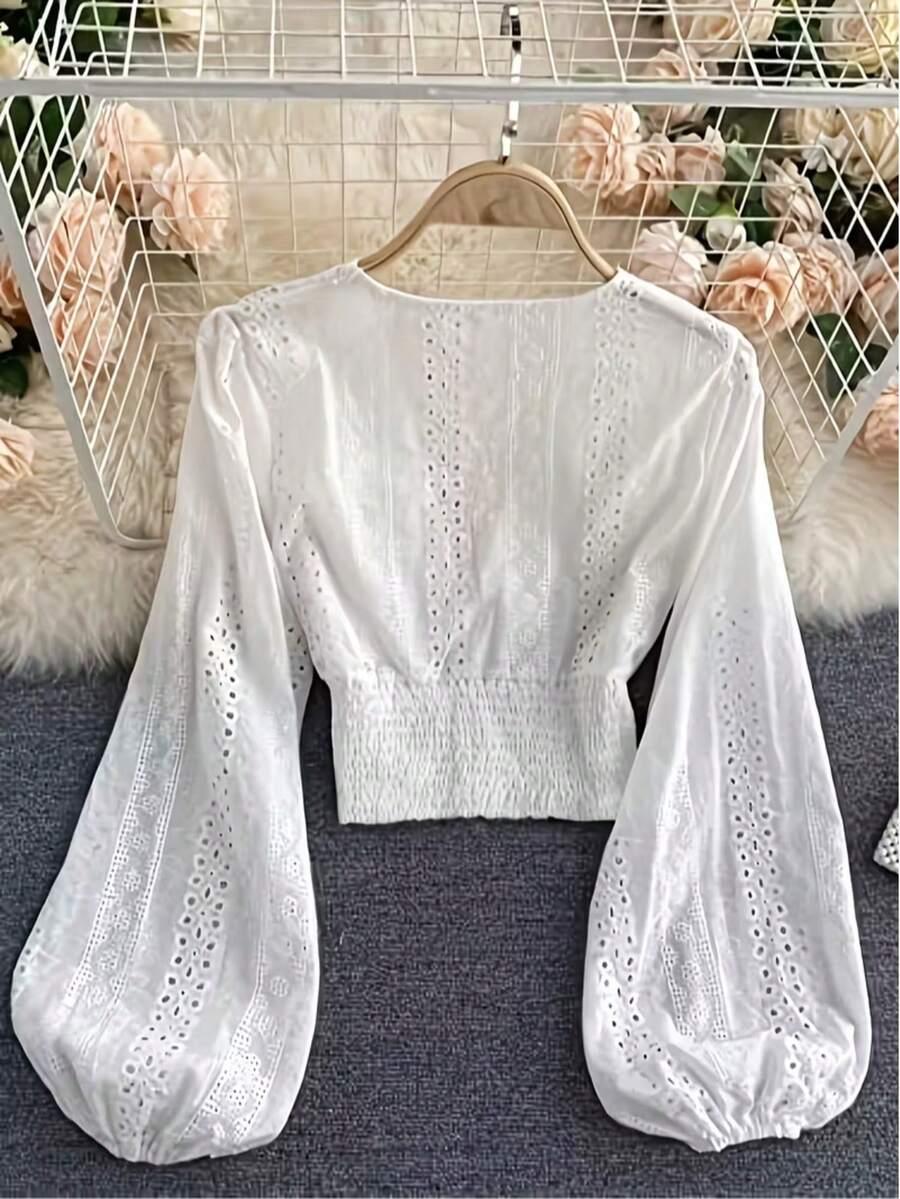 SHEIN BIAŁA BLUZKA DŁUGI RĘKAW S06__S