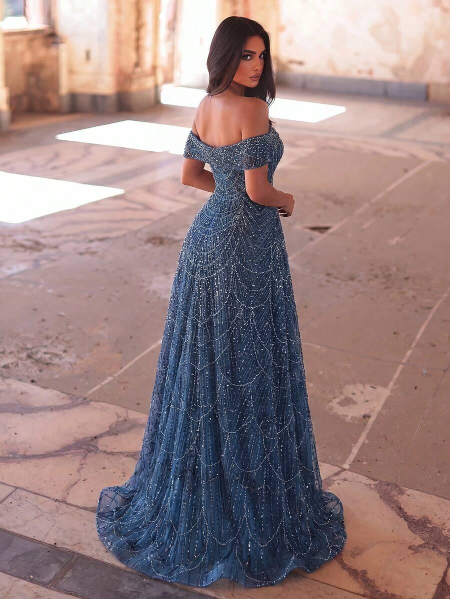 FAERIESTY NIEBIESKA SUKIENKA ZDOBIENIE CEKINY S06__XL