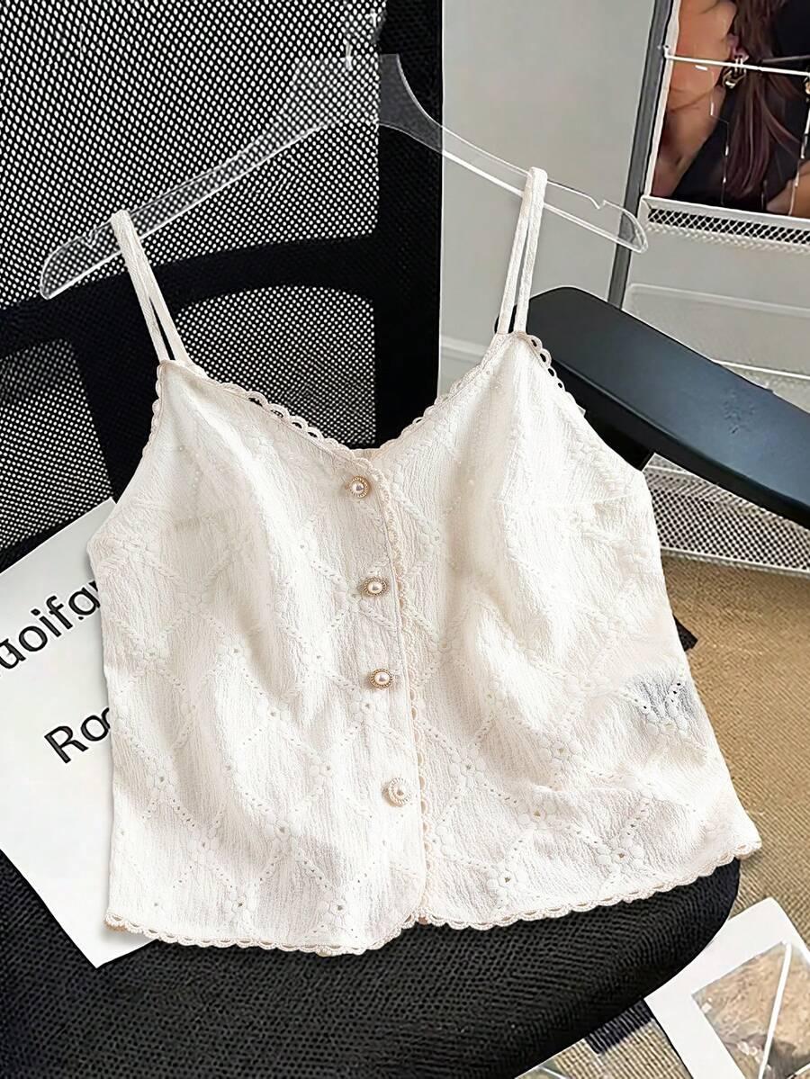 SHEIN KREMOWY TOP NA RAMIĄCZKACH S06__S
