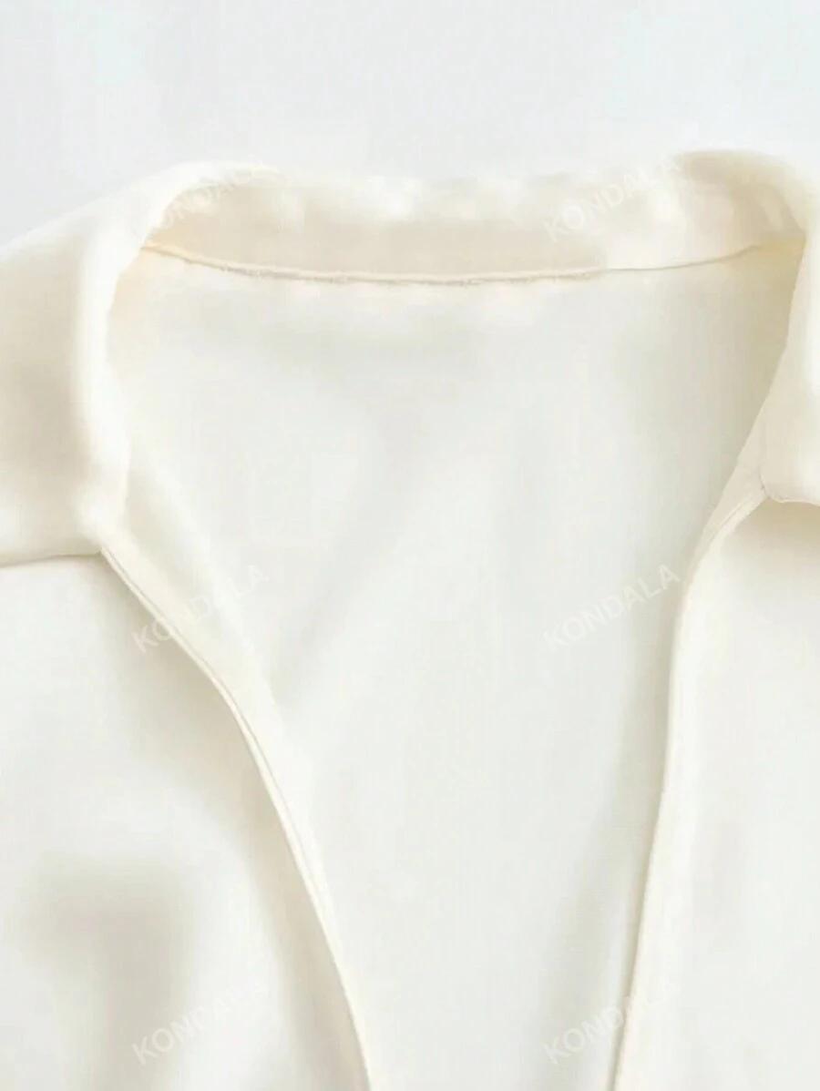 SHEIN KREMOWA KOSZULA WIĄZNIE PK01__S