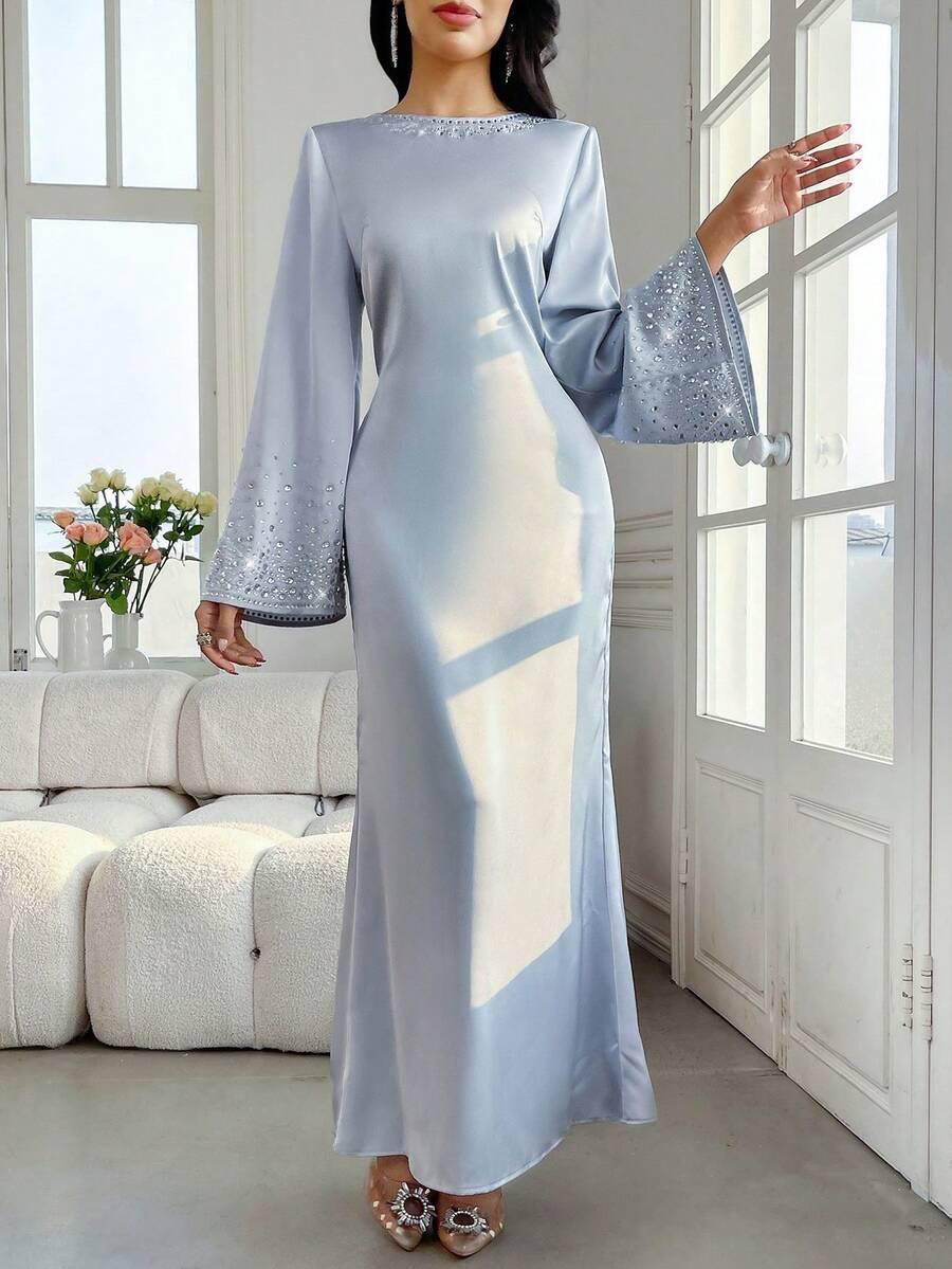 VEILORIE NIEBIESKA MAXI SUKIENKA ZDOBIENIE S06__M