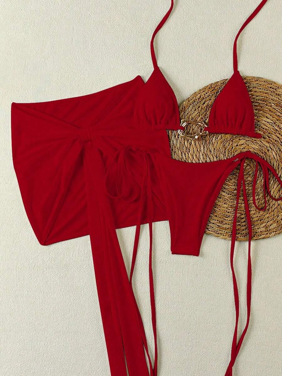 SHEIN DWUCZĘŚCIOWY STRÓJ KĄPIELOWY SARONG KOMPLET S09__S