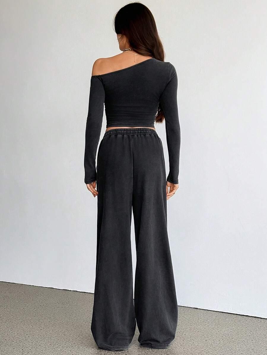 SHEIN SZARA ASYMETRYCZNA BLUZKA S09__M