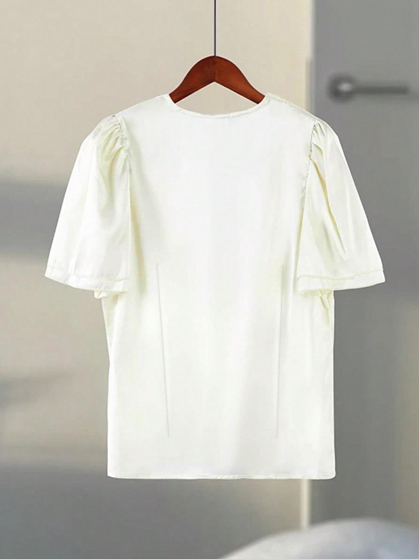 SHEIN KREMOWA BLUZKA WIĄZANIE S06__S