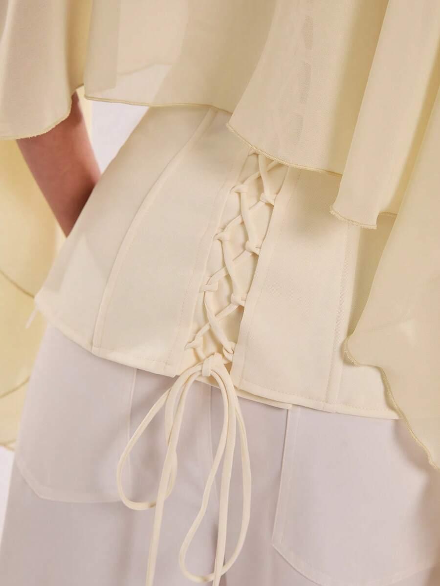SHEIN ŻÓŁTY TOP GORSET NARZUTA KOMPLET S06__XS
