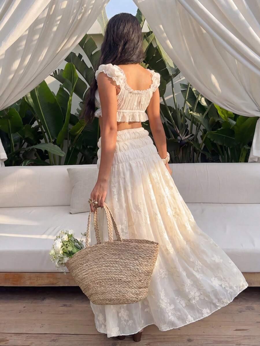 SHEIN BEŻOWA MAXI SPÓDNICA S06__XL
