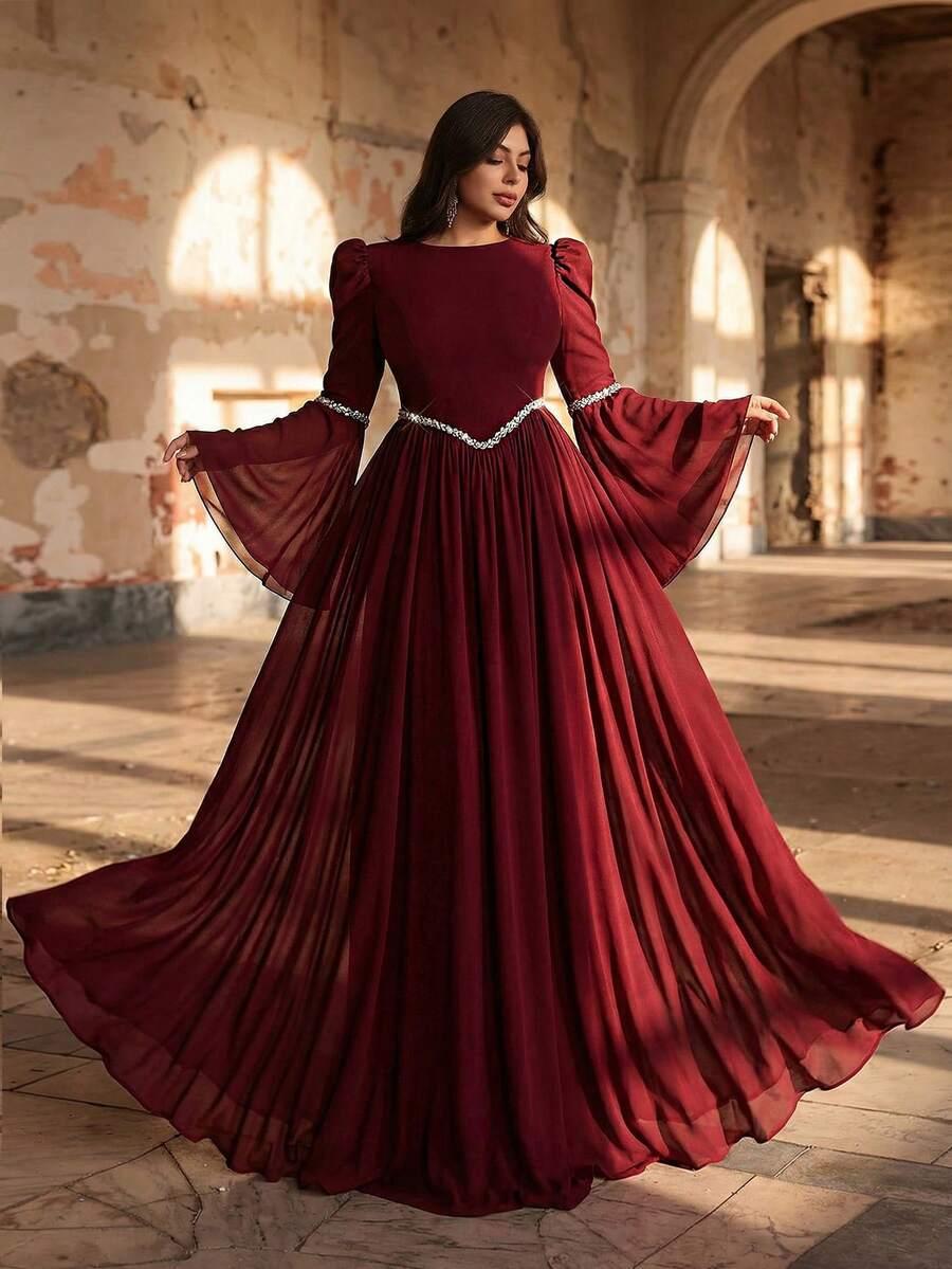 AUREIA CZERWONA MAXI SUKIENKA ZDOBIENIE S06__50