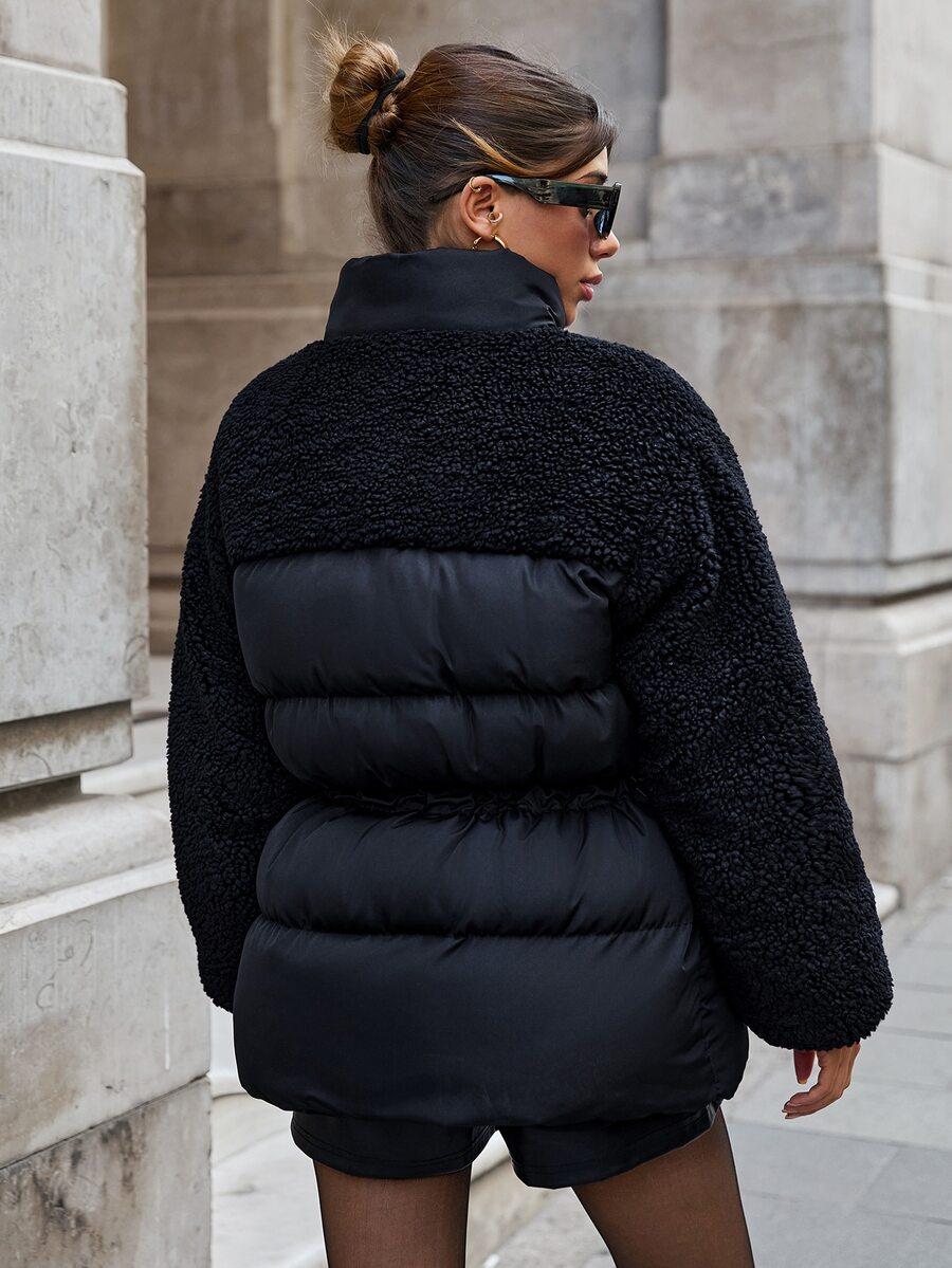 SHEIN CZARNA PIKOWANA KURTKA W01__L