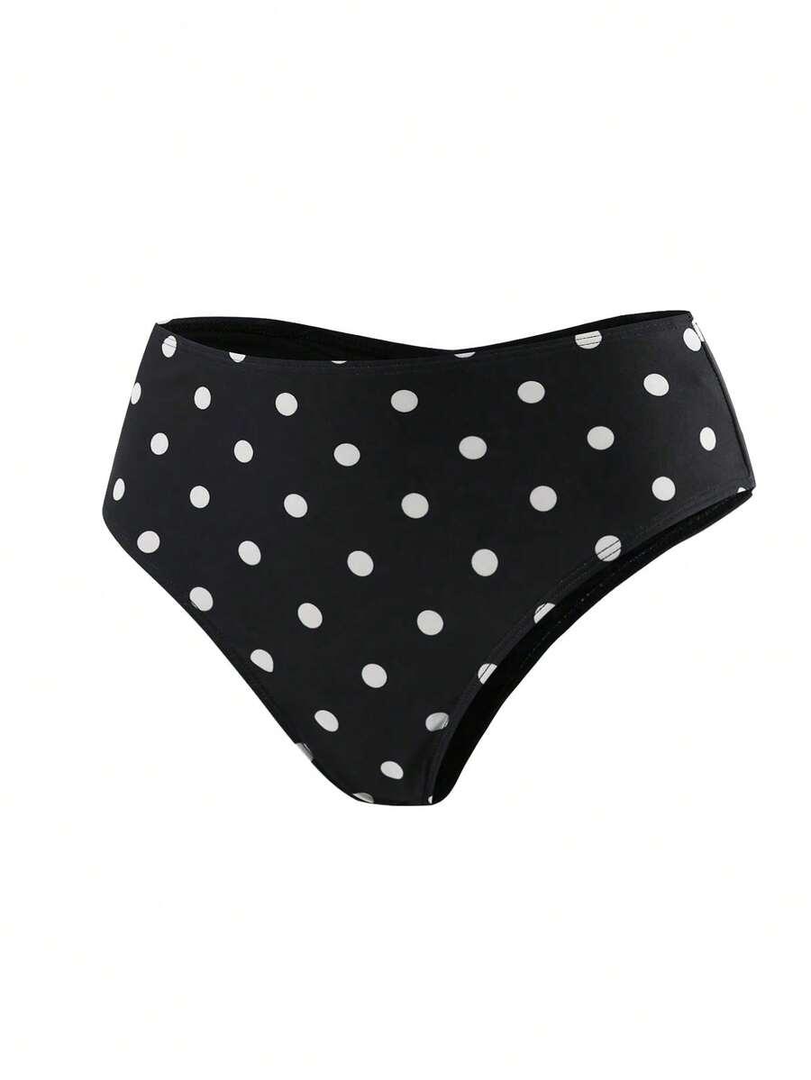 OCEVA CZARNY DÓŁ OD BIKINI GROSZKI S09__48