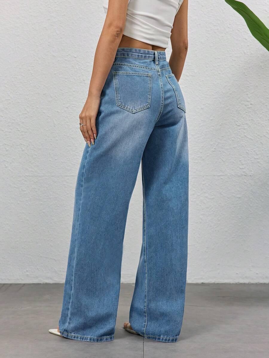 SHEIN SPODNIE JEANS WIDE LEG S06__L