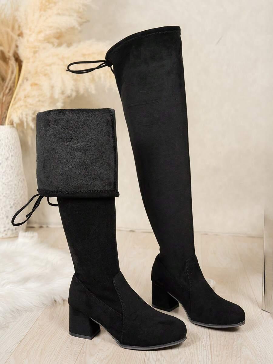 SHEIN CZARNE KOZAKI IMITACJA ZAMSZU W01__42