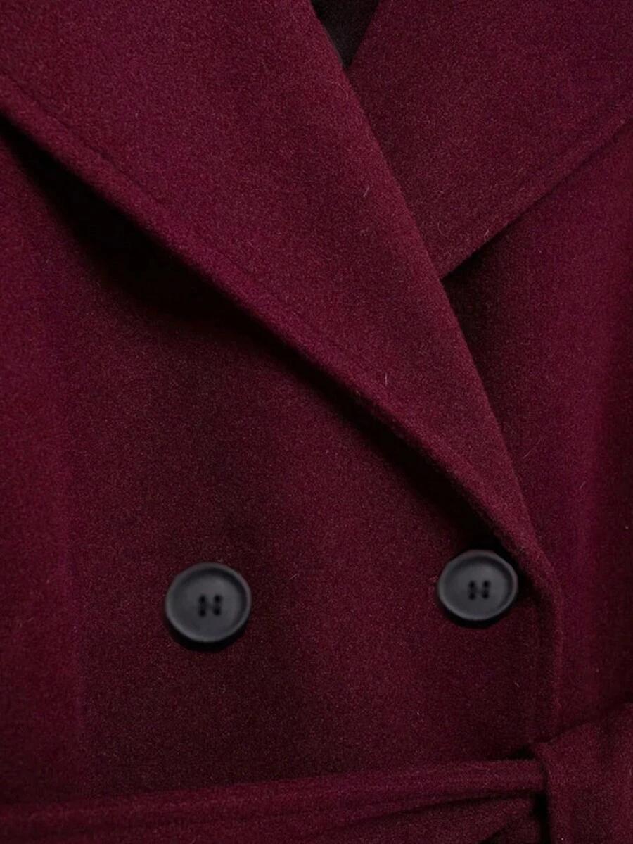 SHEIN BURGUNDOWY KLASYCZNY PŁASZCZ W01__L