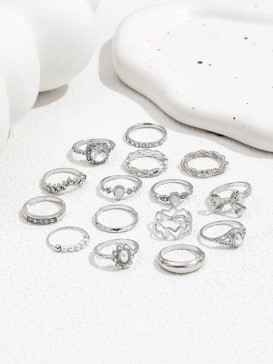 SHEIN SREBRNE PIERŚCIONKI 15-PACK S07__1,8CM