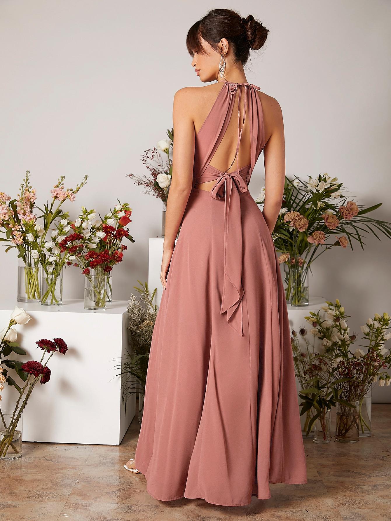 SHEIN RÓŻOWA MAXI SUKIENKA S06__XS