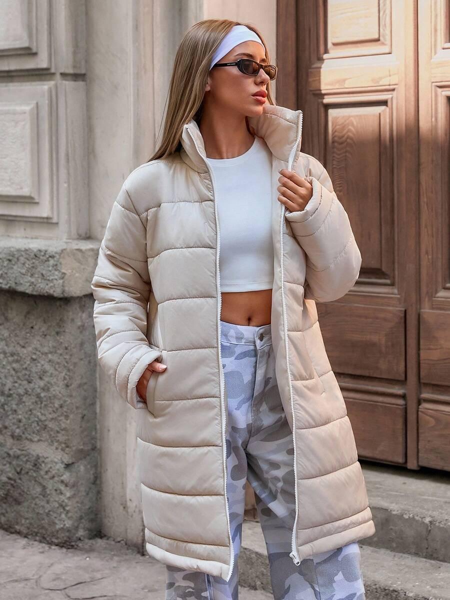 SHEIN BEŻOWA PIKOWANA KURTKA W01__M