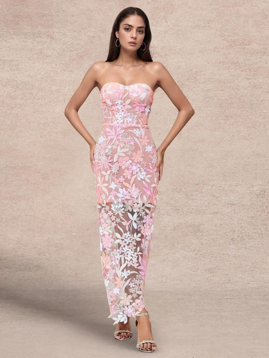 SHEIN RÓŻOWA MAXI SUKIENKA S06__M