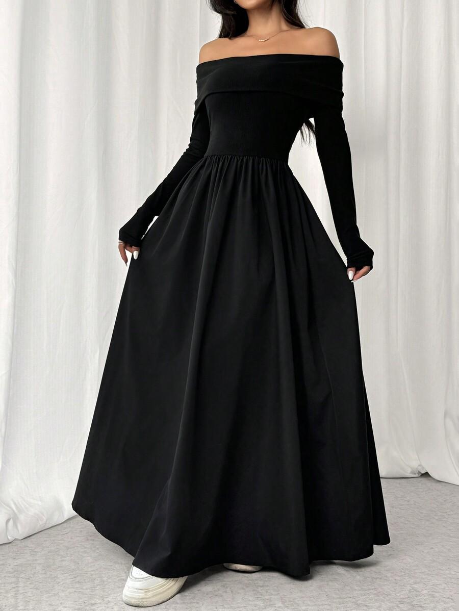 SHEIN MAXI SUKIENKA ODKRYTE RAMIONA S06__S