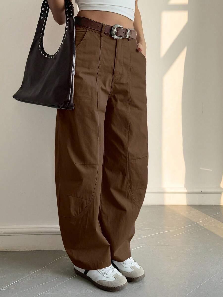 SHEIN BRĄZOWE SPODNIE CASUAL S06__L