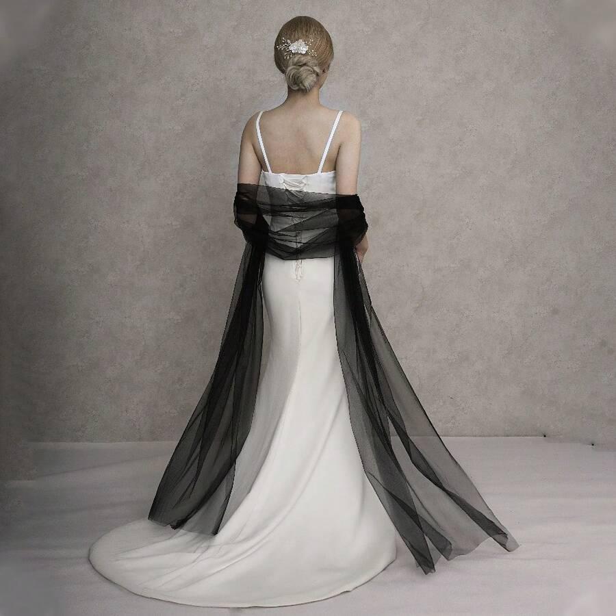 SHEIN CZARNY SZAL TIUL S07__220X70