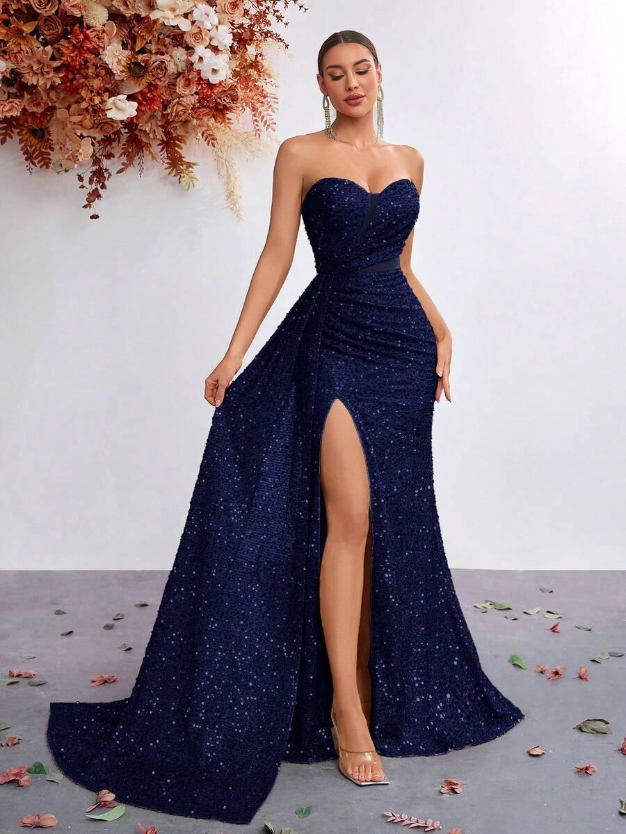 SHEIN GRANATOWA MAXI SUKIENKA S06__XS