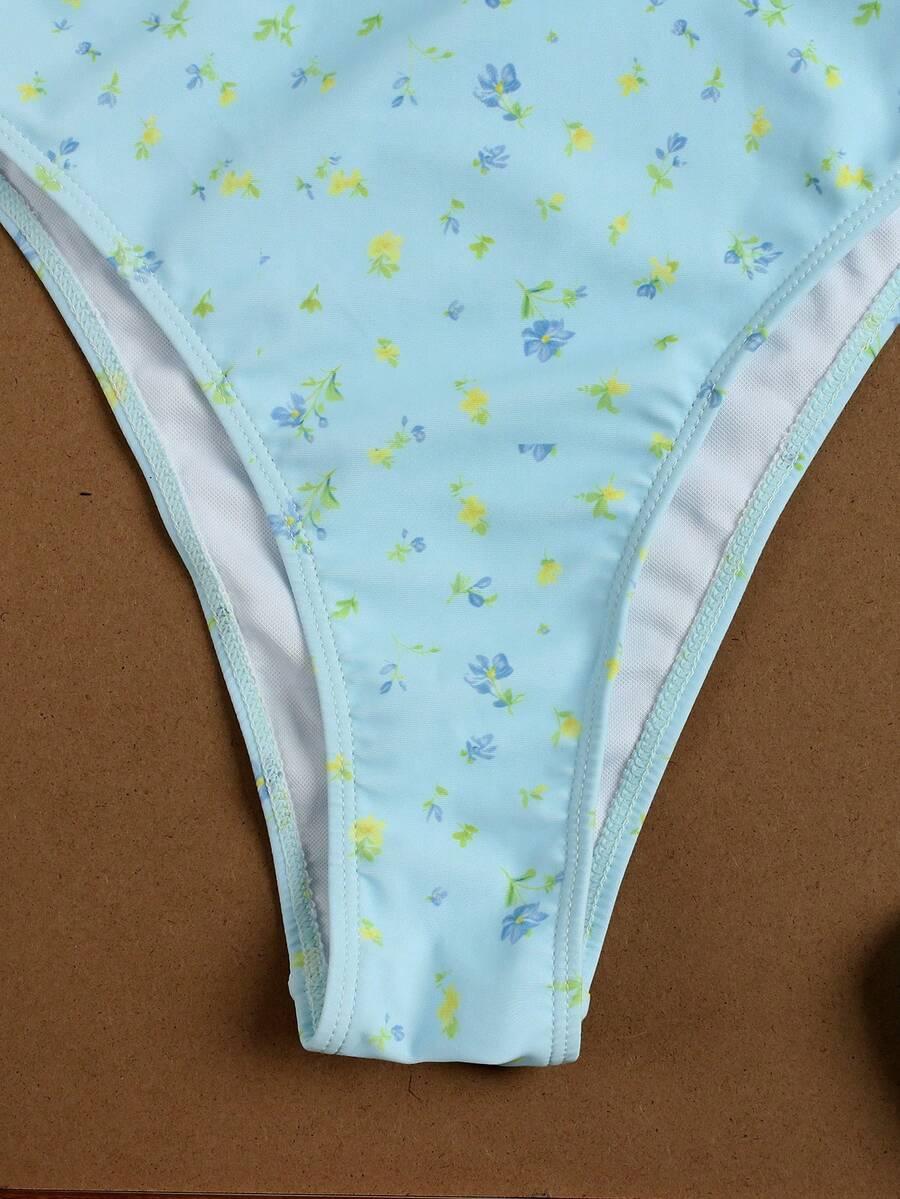 SHEIN NIEBIESKI JEDNOCZĘŚCIOWY STRÓJ KĄPIELOWY CHUSTA KOMPLET S09__M