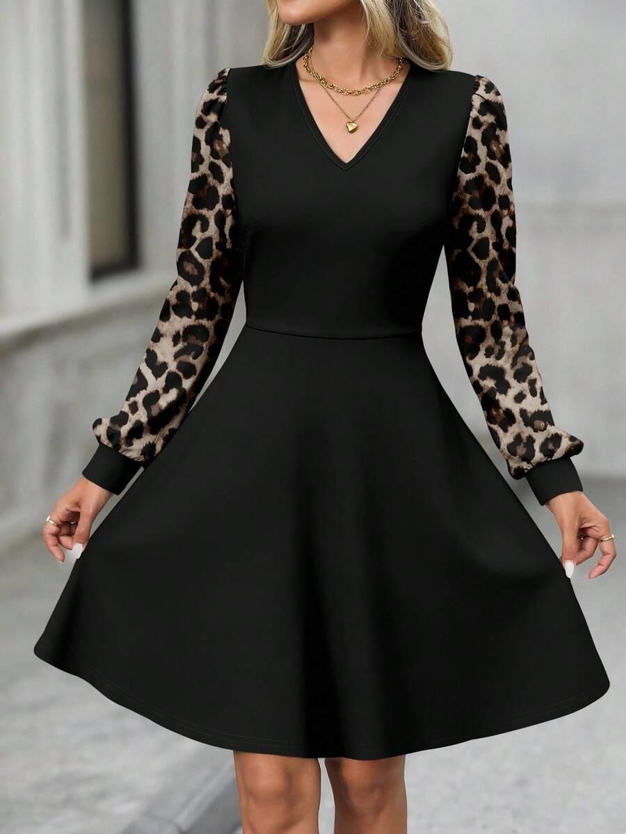 SHEIN CZARNA SUKIENKA ANIMAL PRINT S06__M