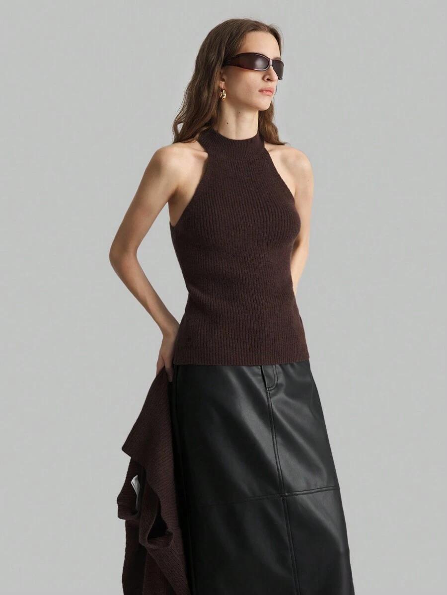 ONTRE BRĄZOWY SWETER TOP KOMPLET S06__M