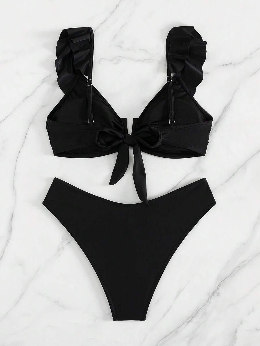 SHEIN CZARNY DWUCZĘŚCIOWY STRÓJ KĄPIELOWY S09__XS