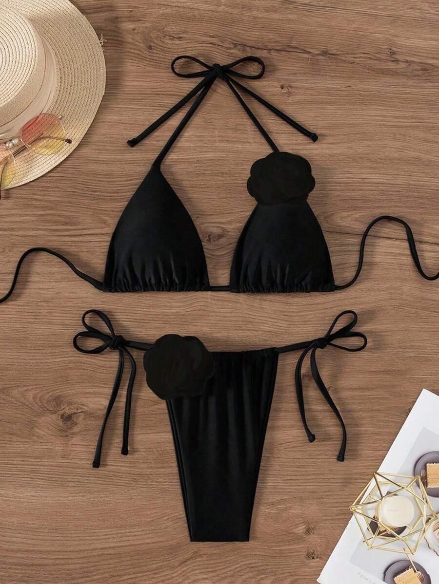 SWIM CHICCIA CZARNY KOMPLET BIKINI KWIAT S09__M