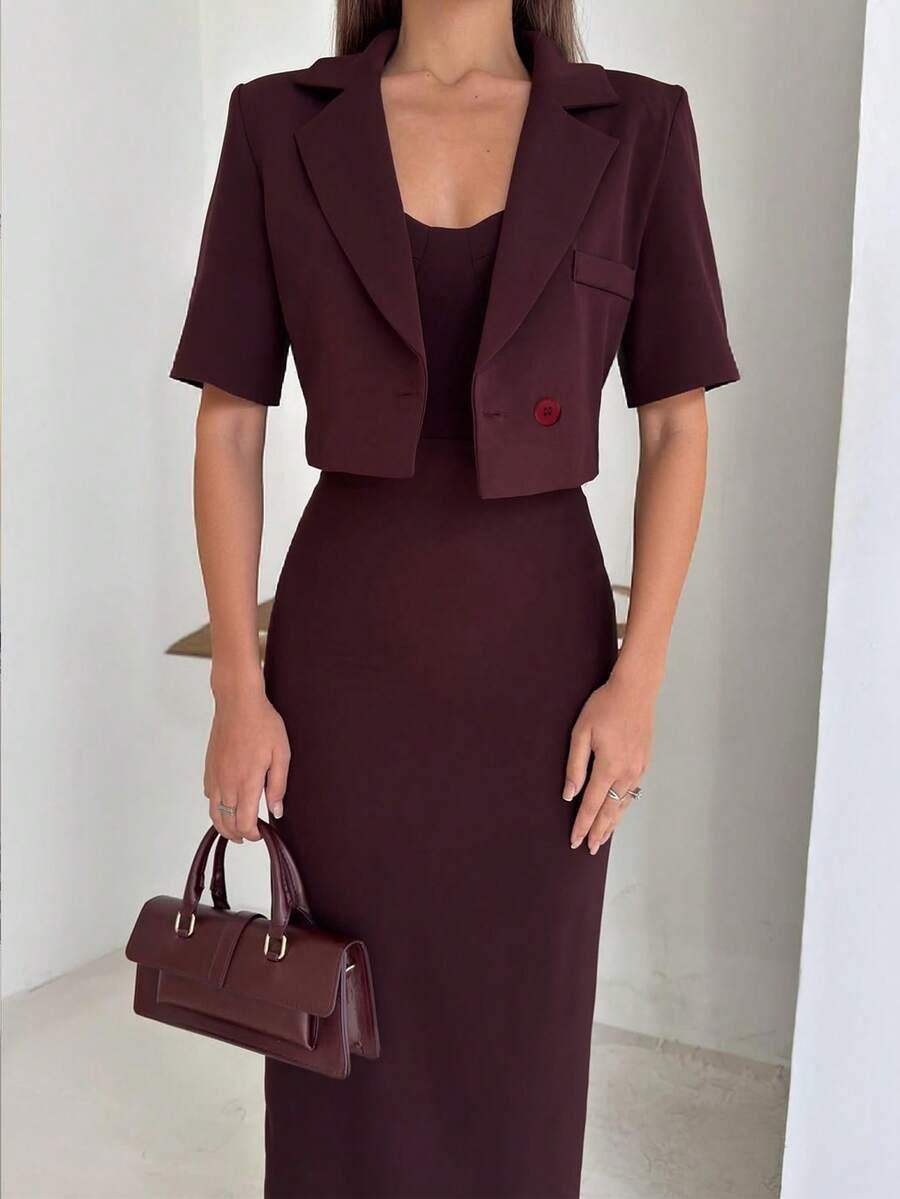 SHEIN KOMPLET SUKIENKA BOLERKO S06__S