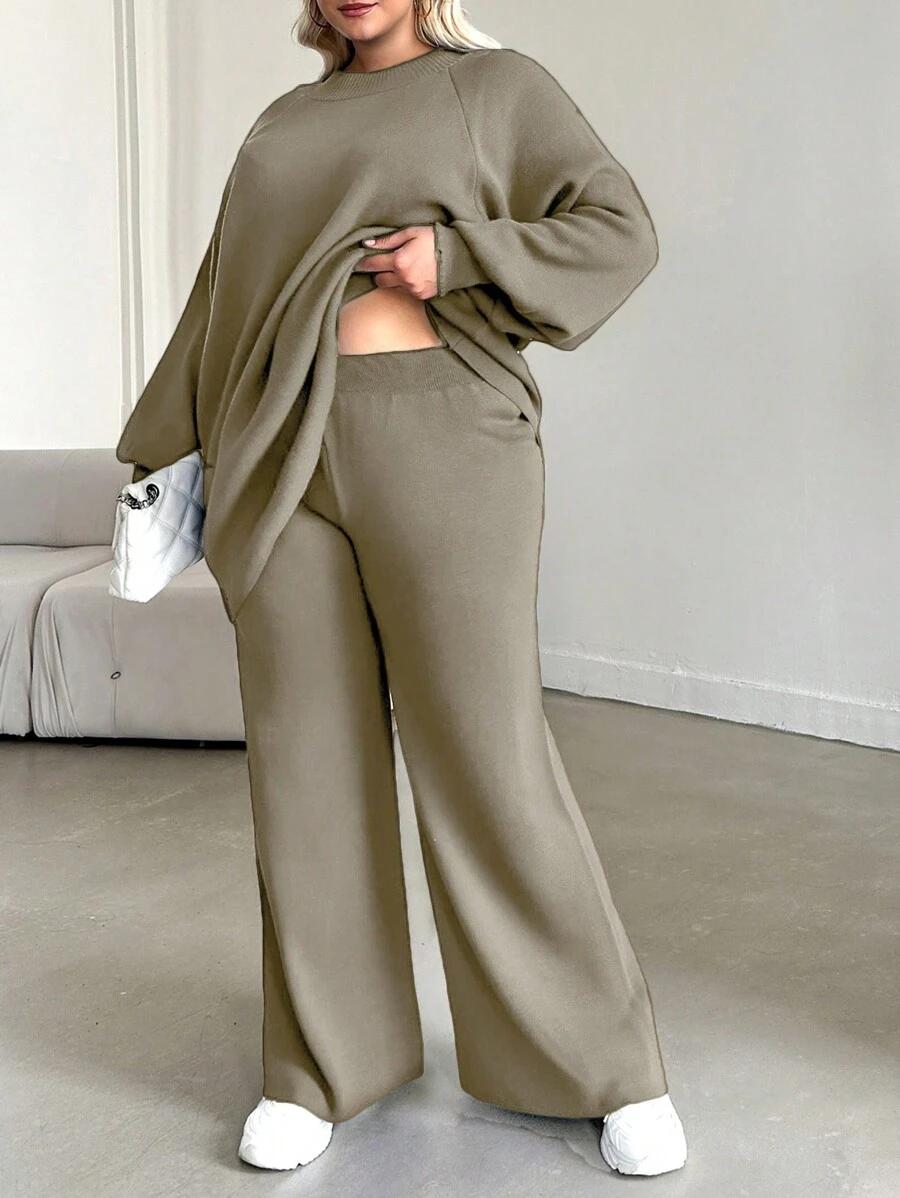 RUECHIC DZIANINOWY KOMPLET SWETER SPODNIE S06__XL