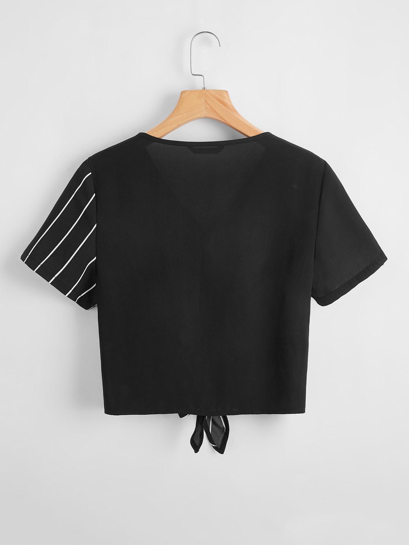 SHEIN CZARNA BLUZKA KRÓTKI RĘKAW S06__L