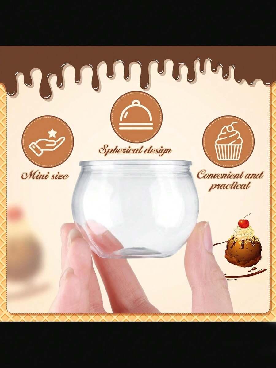 SHEIN PLASTIKOWY KUBEK NA DESER Z ŁYŻKA 10SZT S07__4,2CM