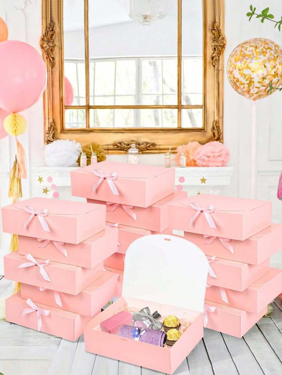 SHEIN RÓŻOWE PUDEŁKO PREZENTOWE 4-PACK S07__16,5X16,5X5CM