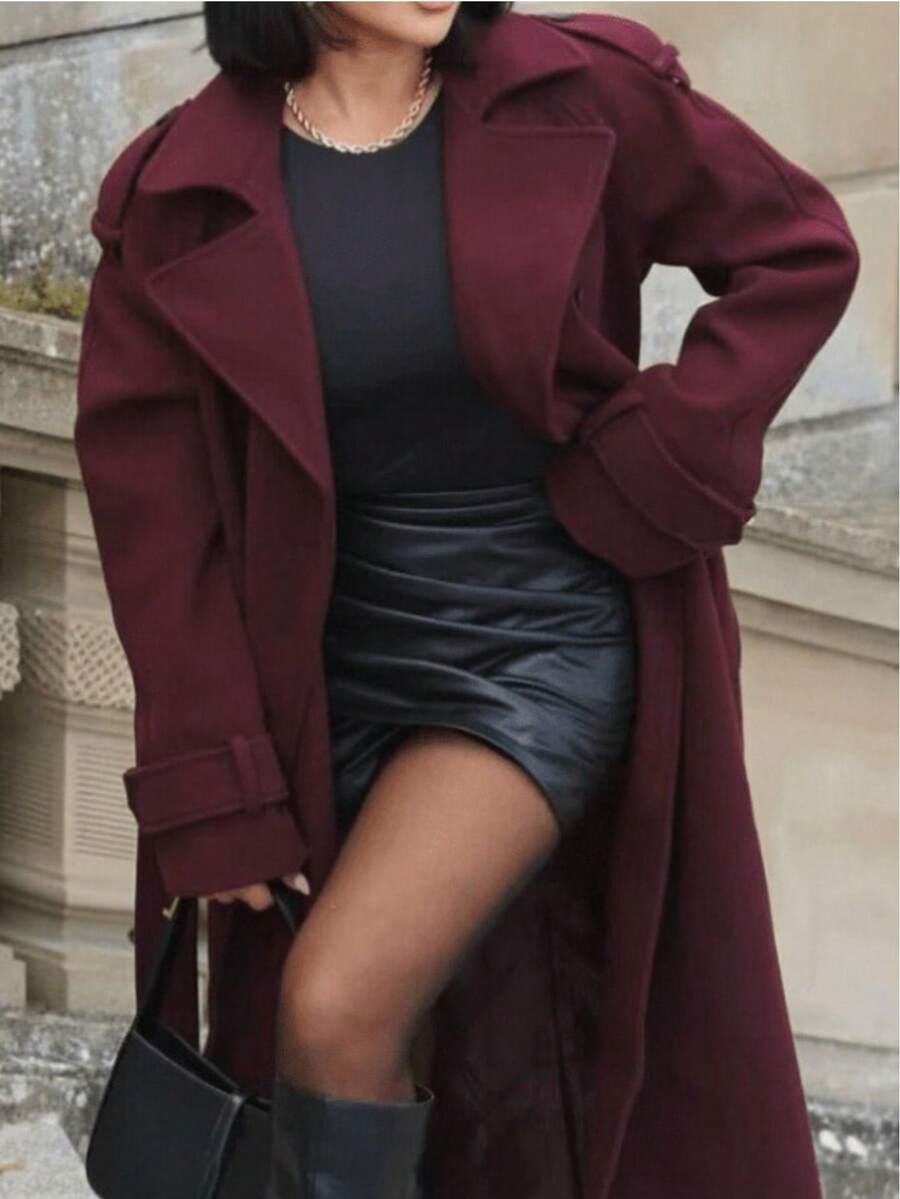 SHEIN CZERWONY KLASYCZNY PŁASZCZ W01__S