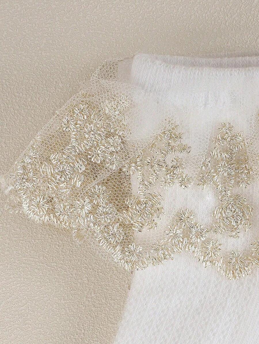 SHEIN BIAŁE SKARPETY ZDOBIENIE 2-PACK S07__30-33