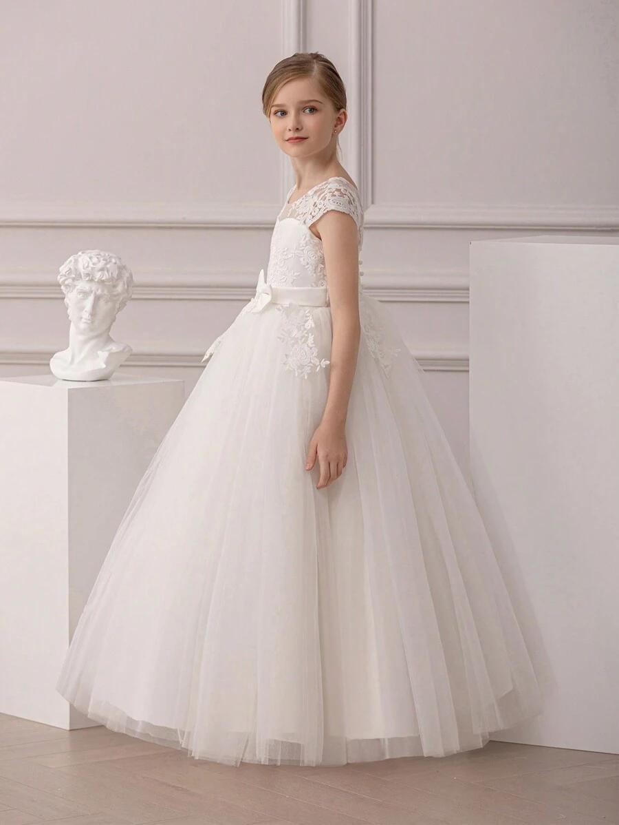 SHEIN BIAŁA MAXI SUKIENKA TIUL ZDOBIENIE S06__146/152