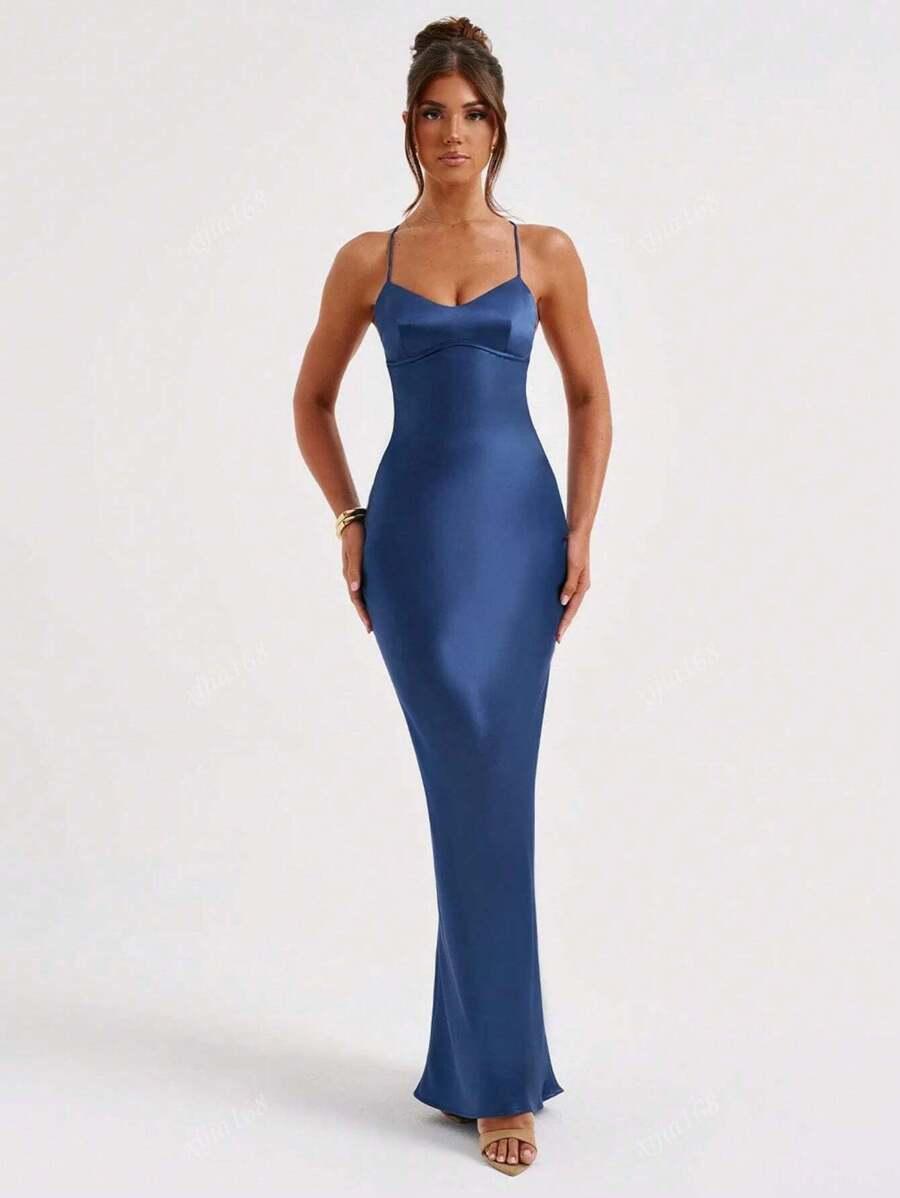 SHEIN GRANATOWA MAXI SUKIENKA S06__S