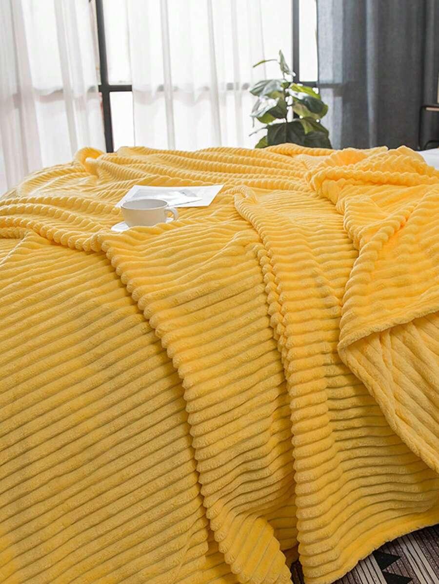 SHEIN ŻÓŁTY KOC PRĄŻKI S07__120X200