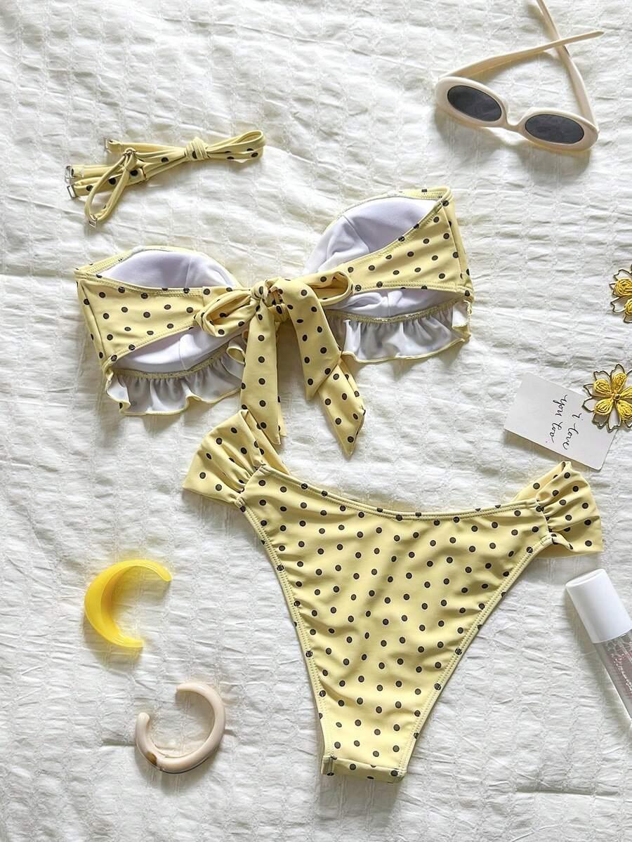 SHEIN DWUCZĘŚCIOWY STRÓJ KĄPIELOWY KOMPLET GROSZKI S09__L